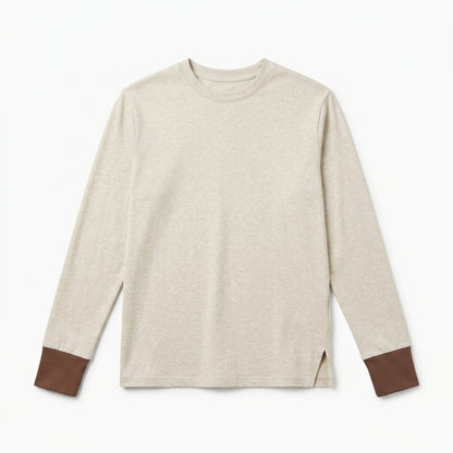 Vrwtleang™ Halcyon Unisex Split-Hem Long-Sleeve T-Shirt — Relaxed Layering Top With Contrast Cuffs