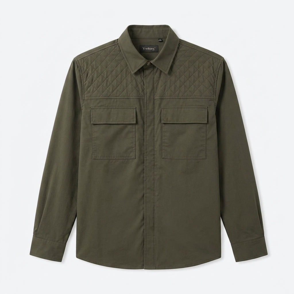 Vrwtleang™ Arden Men’s Quilted-Panel Overshirt — Lightweight Casual Shirt Jacket With Utility Pockets