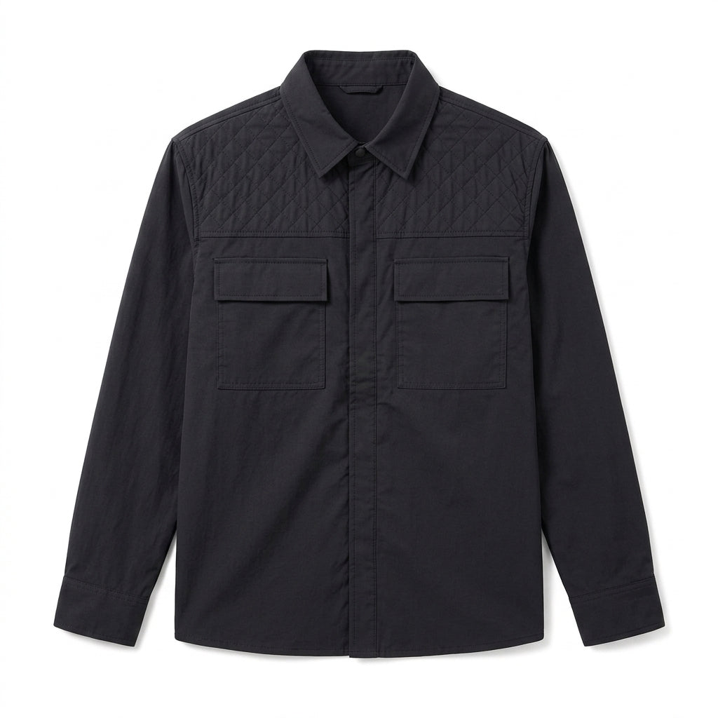 Vrwtleang™ Arden Men’s Quilted-Panel Overshirt — Lightweight Casual Shirt Jacket With Utility Pockets