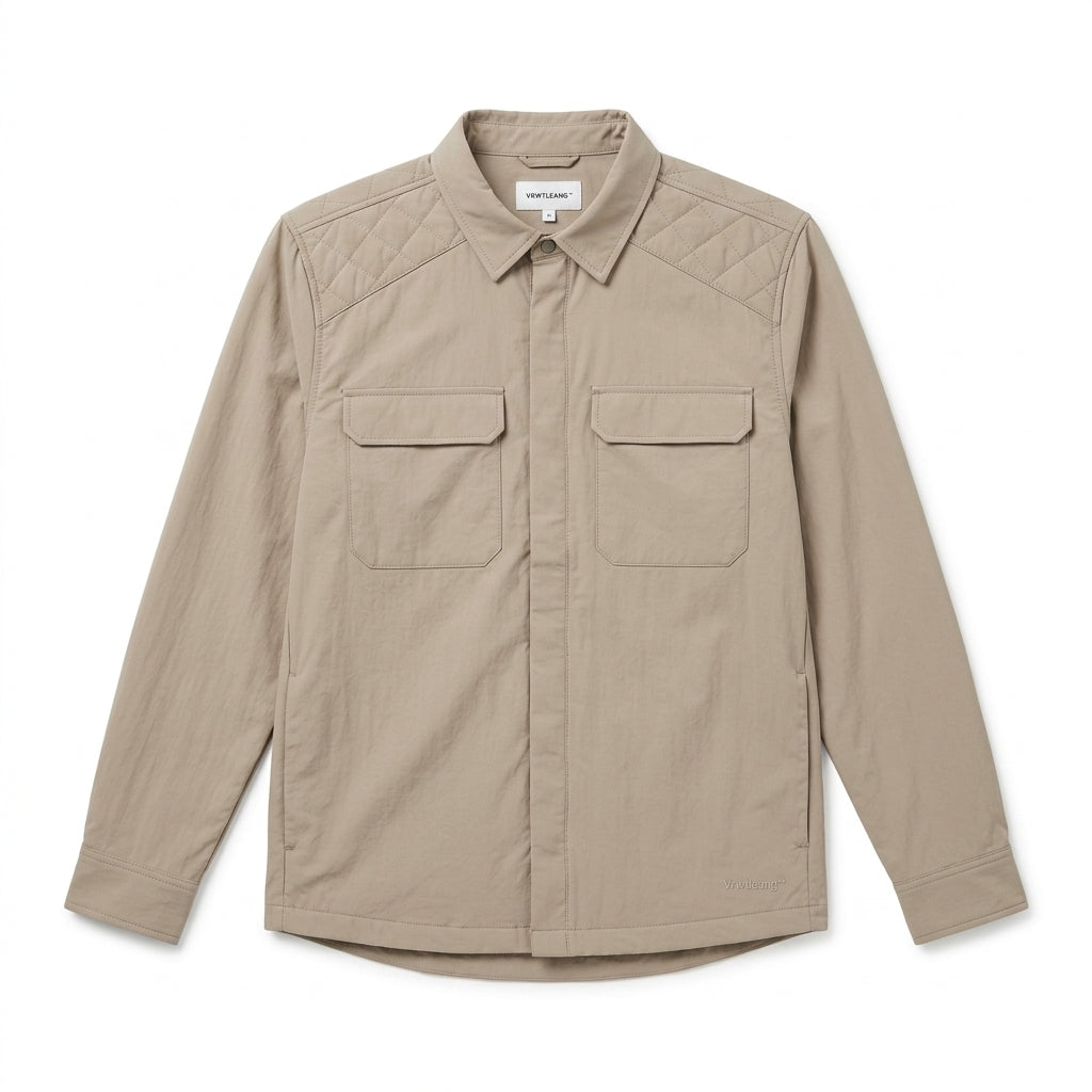 Vrwtleang™ Arden Men’s Quilted-Panel Overshirt — Lightweight Casual Shirt Jacket With Utility Pockets