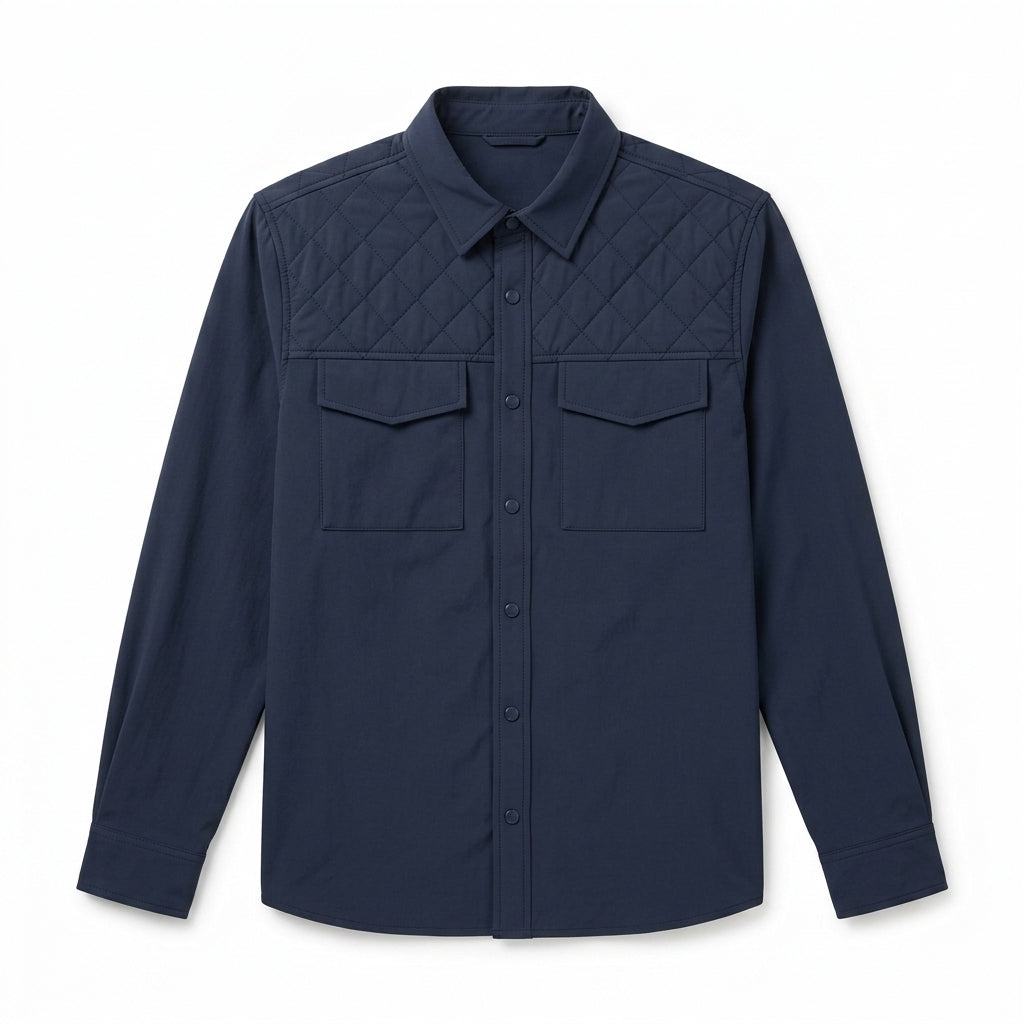 Vrwtleang™ Arden Men’s Quilted-Panel Overshirt — Lightweight Casual Shirt Jacket With Utility Pockets