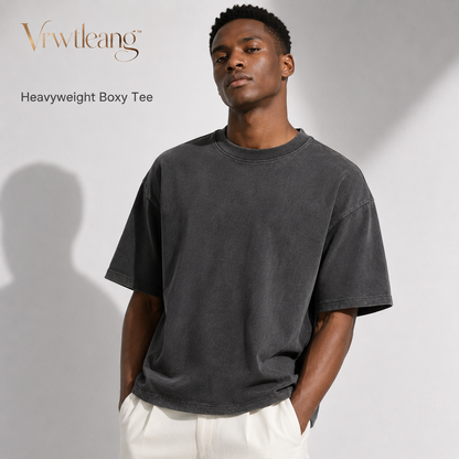 Vrwtleang™ Meridian Men’s Heavyweight Boxy T-Shirt — Premium Oversized Cotton Streetwear Tee
