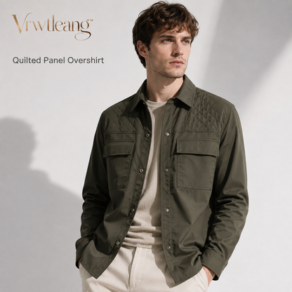 Vrwtleang™ Arden Men’s Quilted-Panel Overshirt — Lightweight Casual Shirt Jacket With Utility Pockets
