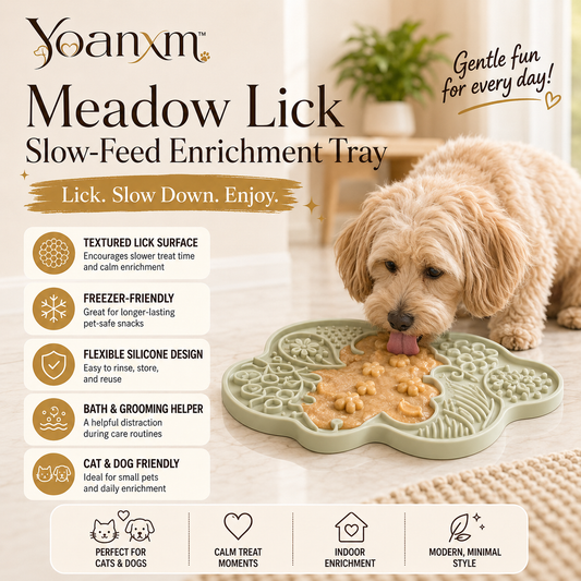 Yoanxm™ Meadow Lick Mat for Dogs and Cats, Slow Feeder Tray, Silicone Pet Enrichment Mat, Boredom Relief Treat Pad